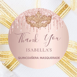 Quinceanera masquerade Rose Gold Glitzer Vielen Da Runder Aufkleber