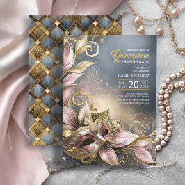 Quinceanera Masquerade Rose Gold ID1031 Einladung
