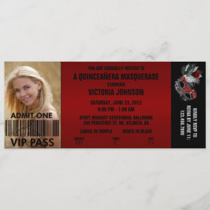 Quinceañera Masquerade VIP Eintrittskarte Einladung