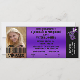 Quinceañera Masquerade VIP Eintrittskarte Einladung