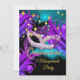 Quinceanera Masquerage Masquerade Aquamarin Lila s Einladung