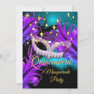 Quinceanera Masquerage Masquerade Aquamarin Lila s Einladung