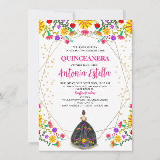 Quinceanera Mexican Fiesta Black Princess Dress Einladung