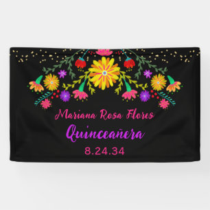 Quinceanera Mexican Fiesta Floral Geburtstag Banner