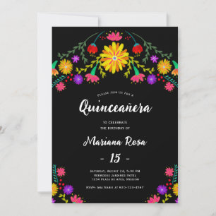 Quinceanera Mexican Fiesta Floral Geburtstag Einladung