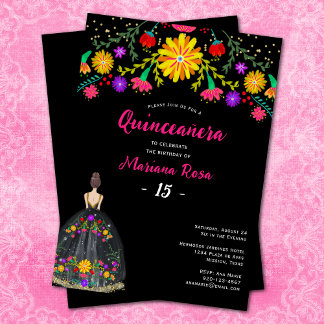 Quinceanera Mexican Fiesta Floral Geburtstag Einladung