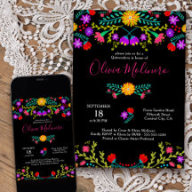 Quinceanera mexikanische Fiesta farbenfrohe schwar