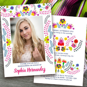 Quinceanera-Mexikanische Fiesta-Party Weiße Foto Einladung
