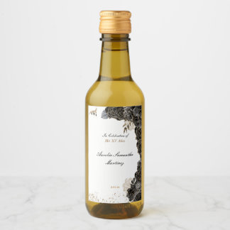 Quinceañera Mini Wein Flaschen Etiketten Schwarz u