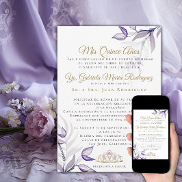 Quinceañera Mis Quince Años Follaje Morado Einladung
