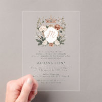 Quinceañera Mis Quince Blume Wappen Monogram