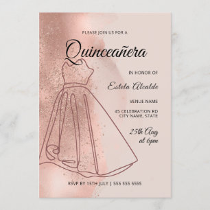 Quinceanera Mis Quince Dusty Rose Einladung