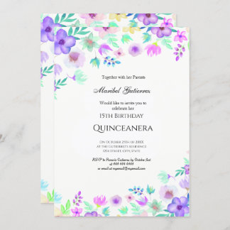 Quinceañera mit Blume Einladung