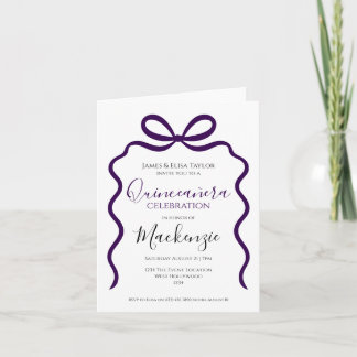 Quinceanera Modern Ribbon-Rahmen Einladung