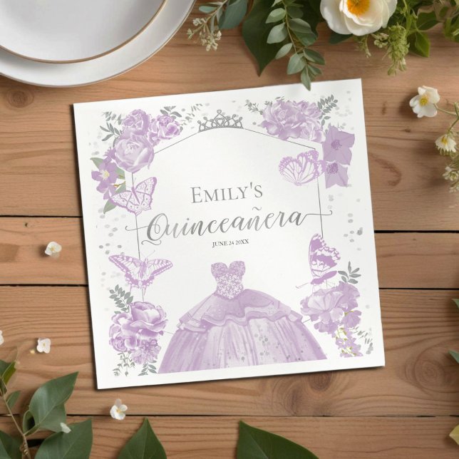 Quinceanera Napkins Lavender Dress Floral Serviette (Von Creator hochgeladen)
