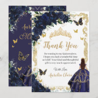 Quinceañera Navy Blau Floral Gold Prinzessin 15 16