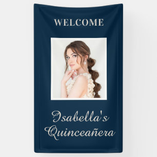 Quinceañera Navy Blue Name Foto Vertikal Banner