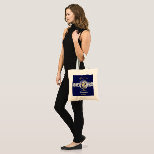Quinceanera Navy Blue Silver Elegante Prinzessin Tragetasche