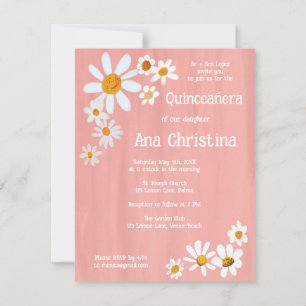 Quinceañera Niedlich Daisy Bouquet Handpainted Cus Einladung