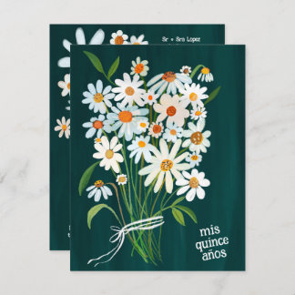Quinceañera Niedlich Daisy Bouquet Handpainted Cus Einladung