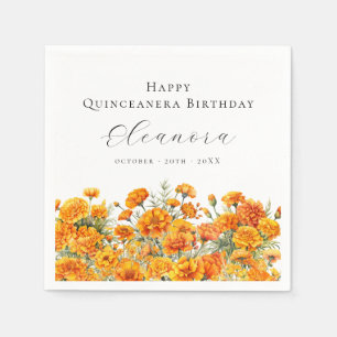 Quinceanera Oktober-Geburtsmonatsblume Tagetes Serviette