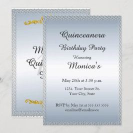 Quinceanera Pale Blue Geburtstagsparty 2 Einladung