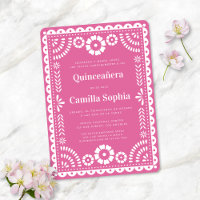 Quinceañera Papel Picado Elegantes Bright Pink
