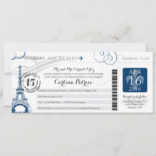 Quinceanera   Paris Boarding Pass Einladung