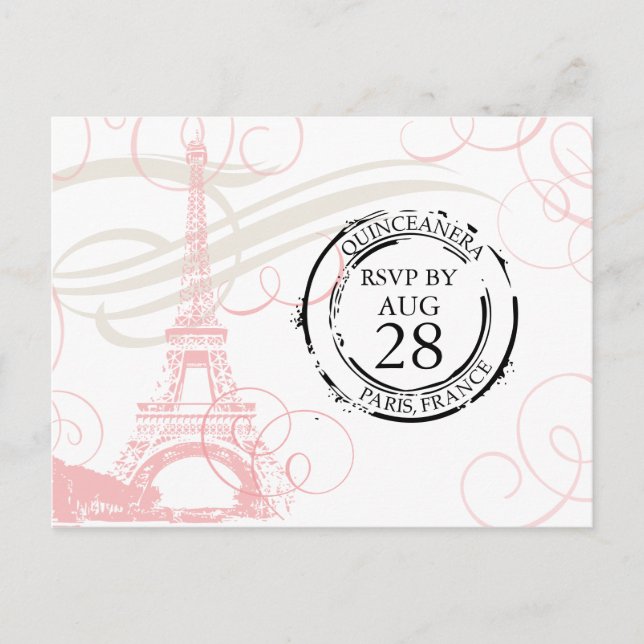 Quinceanera | Paris Boarding Pass UAWG Einladungspostkarte (Vorderseite)