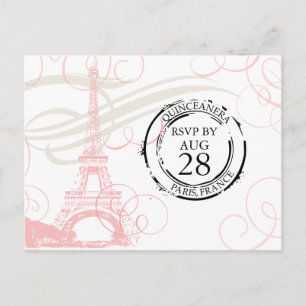 Quinceanera   Paris Bordkarte RSVP Einladungspostkarte