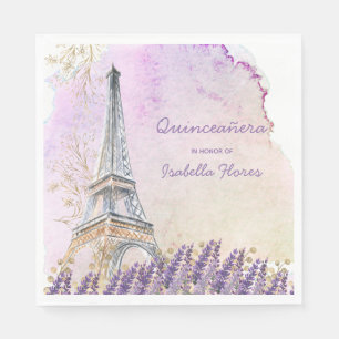 Quinceanera Paris Eiffel Tower French Lavender Serviette