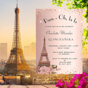 Quinceanera Paris Eiffel Turm Rose Gold Einladung