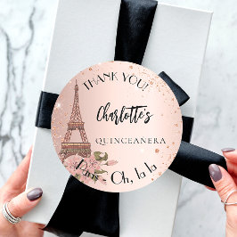 Quinceanera Paris Eiffel Turm vielen Dank Runder Aufkleber