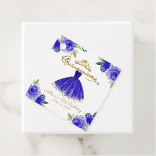 Quinceanera-Party-Blush-Kleid königsblau floral  Geschenkanhänger