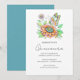Quinceanera Party Butterfly Thema Einladung