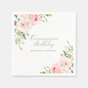Quinceanera-Party Elegante Rosa Pfingstrose Custom Serviette