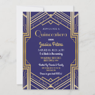 Quinceanera Party Geburtstag Gatsby Art Deco Einla Einladung