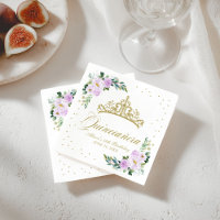 Quinceanera Party Gold Tiara Lila Lilac Floral