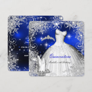 Quinceanera-Party Königlich Blau Winter Wonderland Einladung
