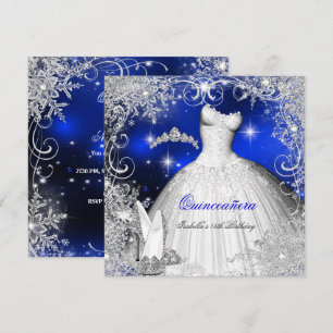Quinceanera-Party Königlich Blau Winter Wonderland Einladung