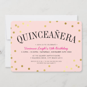 QUINCEAÑERA PARTY luxuriöse goldfarbene Konfetti S Einladung