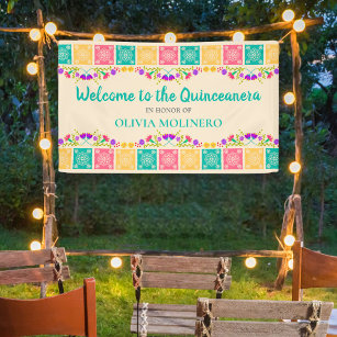 Quinceanera Party Mexican Fiesta Floral Willkommen Banner
