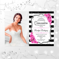 Quinceanera Party mit Foto - silber, rosa