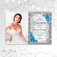 Quinceanera Party mit Foto - Silver Icy Blue