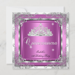Quinceanera-Party Pink Silber Diamant Tiara Einladung