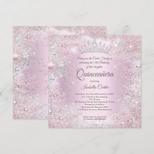 Quinceanera-Party Rosa Silber Winter Wonderland Einladung