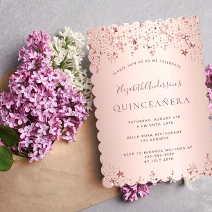 Quinceanera Party Rose Gold funkelnde Sterne Einladung