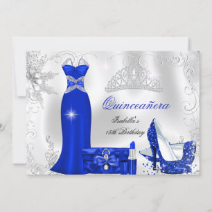 Quinceanera Party Royal Blue Silver Schneeflocken Einladung