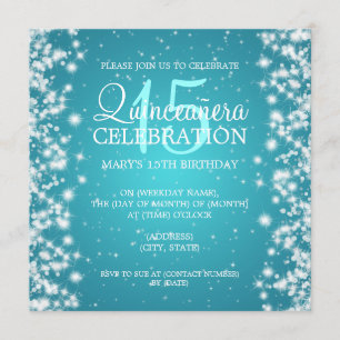Quinceañera Party Winter Sparkasse 2 Türkisch Einladung