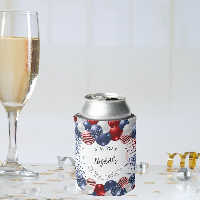 Quinceanera patriotische USA Rot-Weiß-Flagge Dosenkühler (Von Creator hochgeladen)